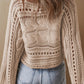 Cable-Knit Openwork Long Sleeve Sweater