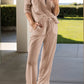 Round Neck Long Sleeve Top and Drawstring Pants Lounge Set