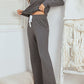 Notched Long Sleeve Top and Pants Set