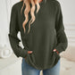 Slit Round Neck Long Sleeve Sweatshirt