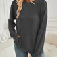 Slit Round Neck Long Sleeve Sweatshirt