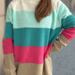 Color Block Round Neck Long Sleeve Sweater