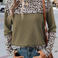 Leopard Waffle-knit Long Sleeve T-Shirt