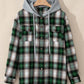 Drawstring Pocketed Plaid Hooded Jacket