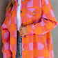 Color Block Plaid Button Up Long Sleeve Jacket