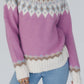 Geometric Round Neck Long Sleeve Sweater