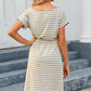 Tied Striped Cap Sleeve Dress