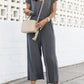 V-Neck Short Sleeve Jumpsuit