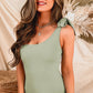 Laurel Green Knotted One Shoulder Hollow-out One-piece Swims: Laurel Green / M / 82%Polyamide+18%Elastane