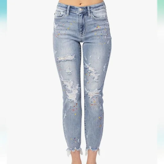 Paint Splatter Judy Blue Skinnies