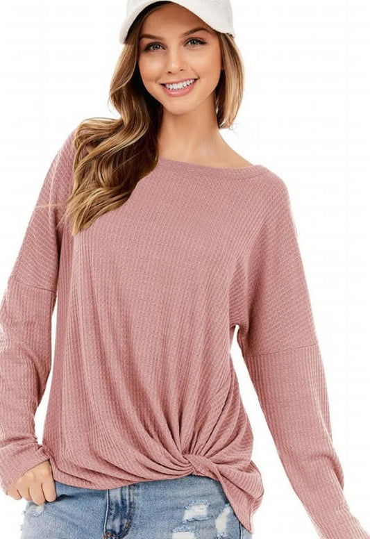 Knotted Waffle Knit Top