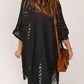 Fringe Hem Slit Open Front Cardigan