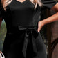 Belted Puff Sleeve V-Neck Jumpsuit