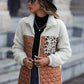 Leopard Color Block Zip-Up Jacket