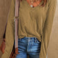 Exposed Seam V-Neck Long Sleeve T-Shirt