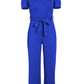 Belted Puff Sleeve V-Neck Jumpsuit