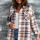 Plaid Button Front Shirt Jacket with Breast Pockets
