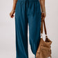 Drawstring Smocked Waist Wide Leg Pants