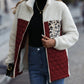 Leopard Color Block Zip-Up Jacket