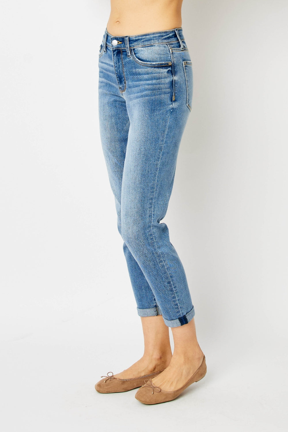 Judy Blue Caroline Cuffed Hem Slim Jeans