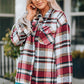 Plaid Button Front Shirt Jacket with Breast Pockets