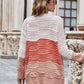 Color Block Openwork Open Front Cardigan