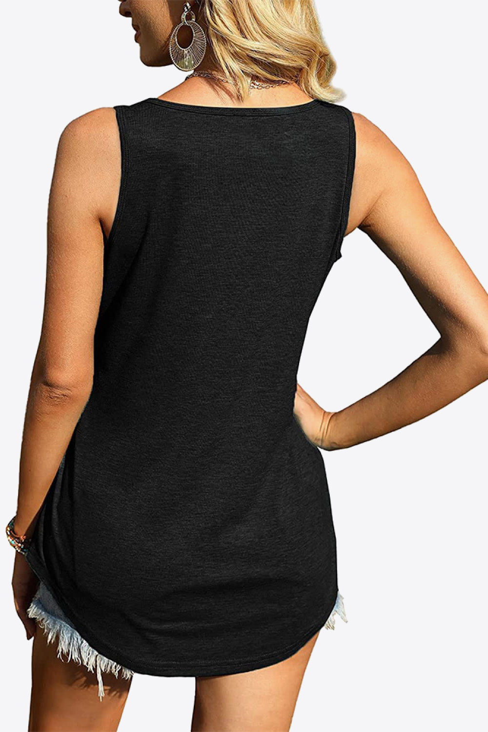 Curved Hem Square Neck Tank