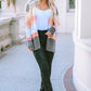Color Block Open Front Slit Cardigan