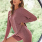 Ribbed Long Sleeve Top and Shorts Set
