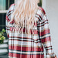 Plaid Button Front Shirt Jacket with Breast Pockets