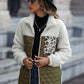 Leopard Color Block Zip-Up Jacket