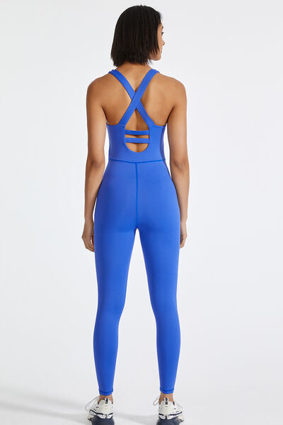 Crisscross Back Wide Strap Active Jumpsuit