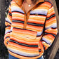 Multicolored Stripe Quarter Snap Fleece Sweatshirt