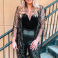 Sequin Open Front Sheer Cardigan
