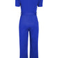 Belted Puff Sleeve V-Neck Jumpsuit