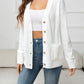 V-Neck Long Sleeve Buttoned Knit Top with Pocket