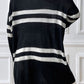 Striped Open Front Dropped Shoulder Cardigan