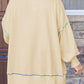 Slit Round Neck Lantern Sleeve Sweatshirt