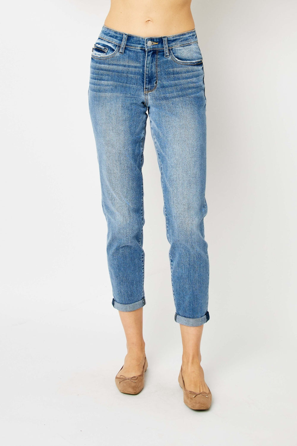 Judy Blue Caroline Cuffed Hem Slim Jeans