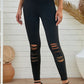 Wide Waistband Distressed Slim Fit Leggings