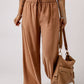 Drawstring Smocked Waist Wide Leg Pants