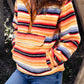 Multicolored Stripe Quarter Snap Fleece Sweatshirt
