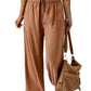 Drawstring Smocked Waist Wide Leg Pants