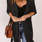 Fringe Hem Slit Open Front Cardigan