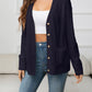 V-Neck Long Sleeve Buttoned Knit Top with Pocket
