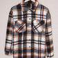 Plaid Button Front Shirt Jacket with Breast Pockets