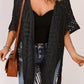Fringe Hem Slit Open Front Cardigan