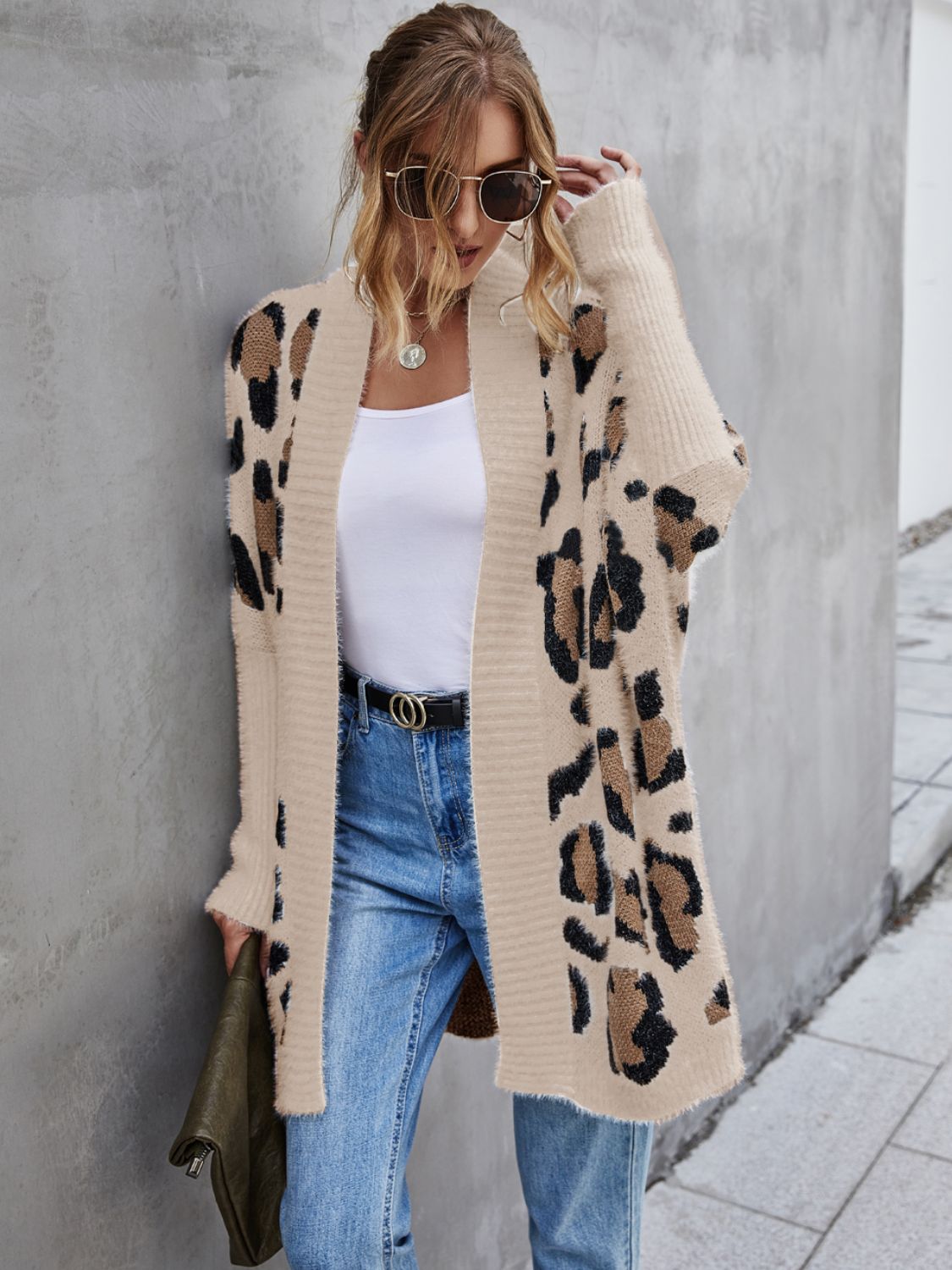 Leopard Pattern Fuzzy Cardigan