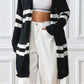 Striped Open Front Dropped Shoulder Cardigan