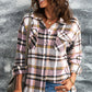 Plaid Button Front Shirt Jacket with Breast Pockets